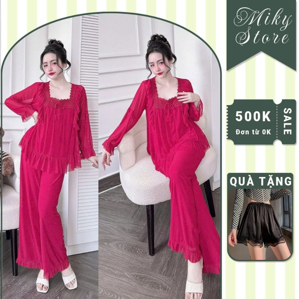 Đồ Ngủ Nữ Tiểu Thư Quần Dài, Đồ Ngủ Bigsize Lưới Thun 2 Lớp Mềm Mịn 70kg | BigBuy360 - bigbuy360.vn