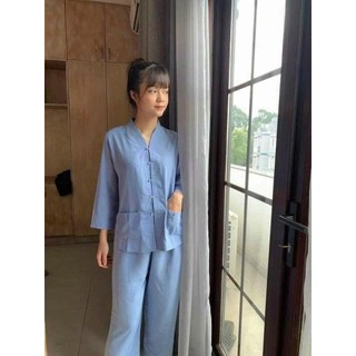 ĐỒ LAM ĐI CHÙA mẫu bà lai vải silk dành cho nữ lớn tuổi