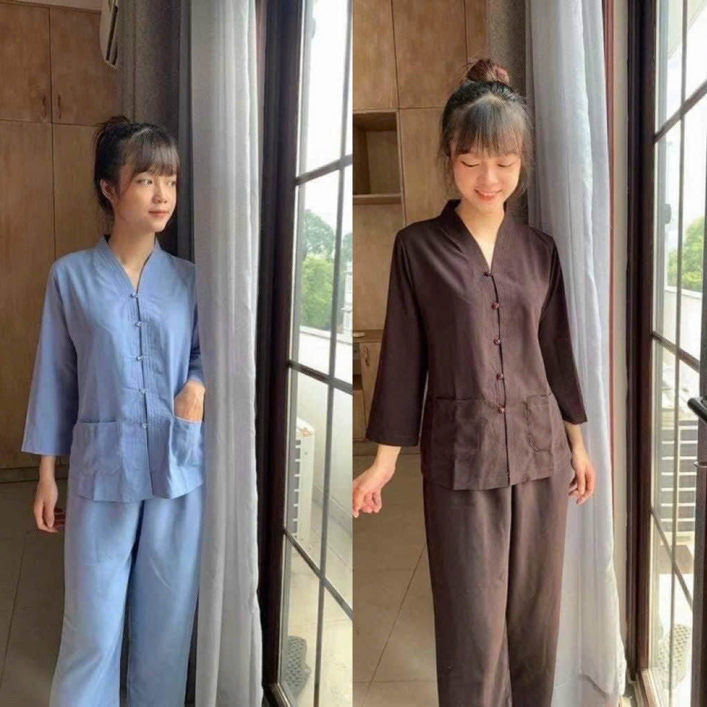 ĐỒ LAM ĐI CHÙA mẫu bà lai vải silk dành cho nữ lớn tuổi
