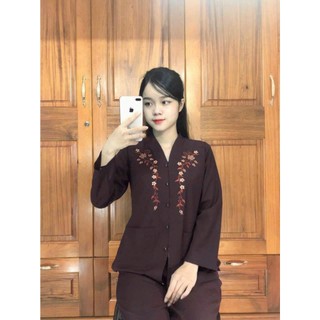 ĐỒ LAM ĐI CHÙA mẫu bà lai vải silk dành cho nữ lớn tuổi