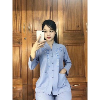 ĐỒ LAM ĐI CHÙA mẫu bà lai vải silk dành cho nữ lớn tuổi