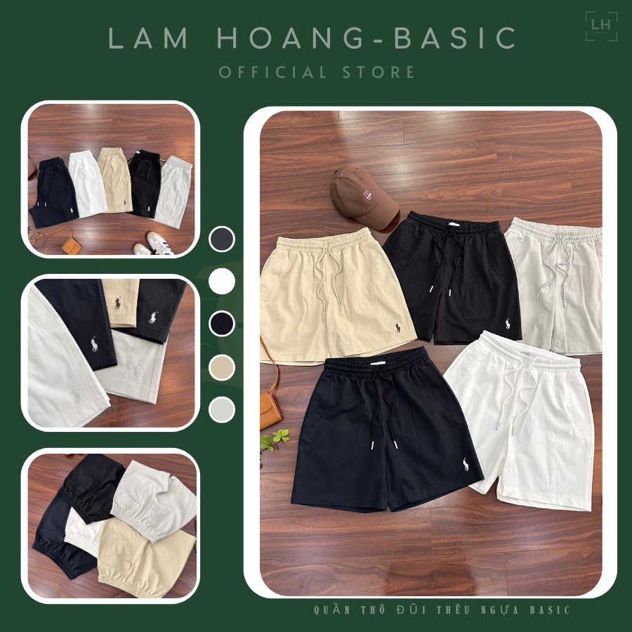 Quần Short Thô Đũi Chất Đẹp Thêu Ngựa Chuẩn Hàng NP193 Nhiều Màu