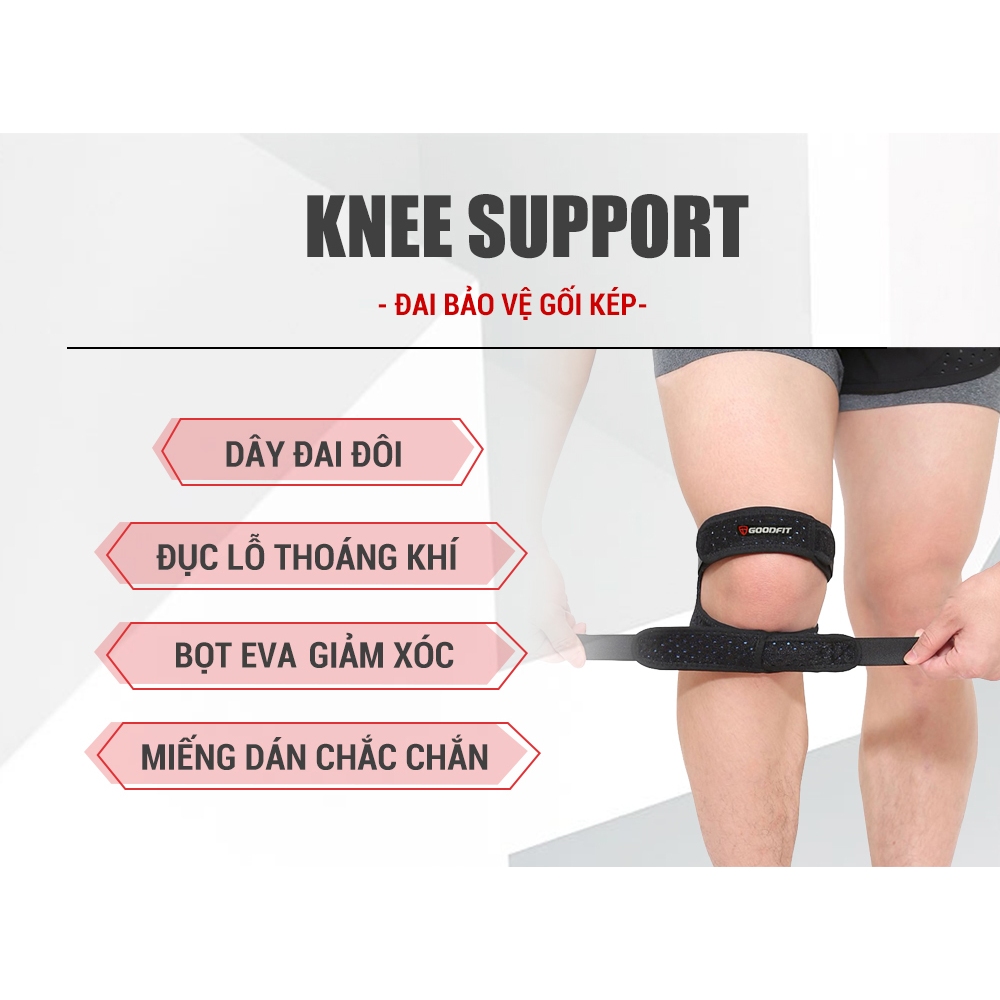 Băng gối thể thao bảo vệ kép co giãn 4 chiều, thoáng khí GoodFit GF521K