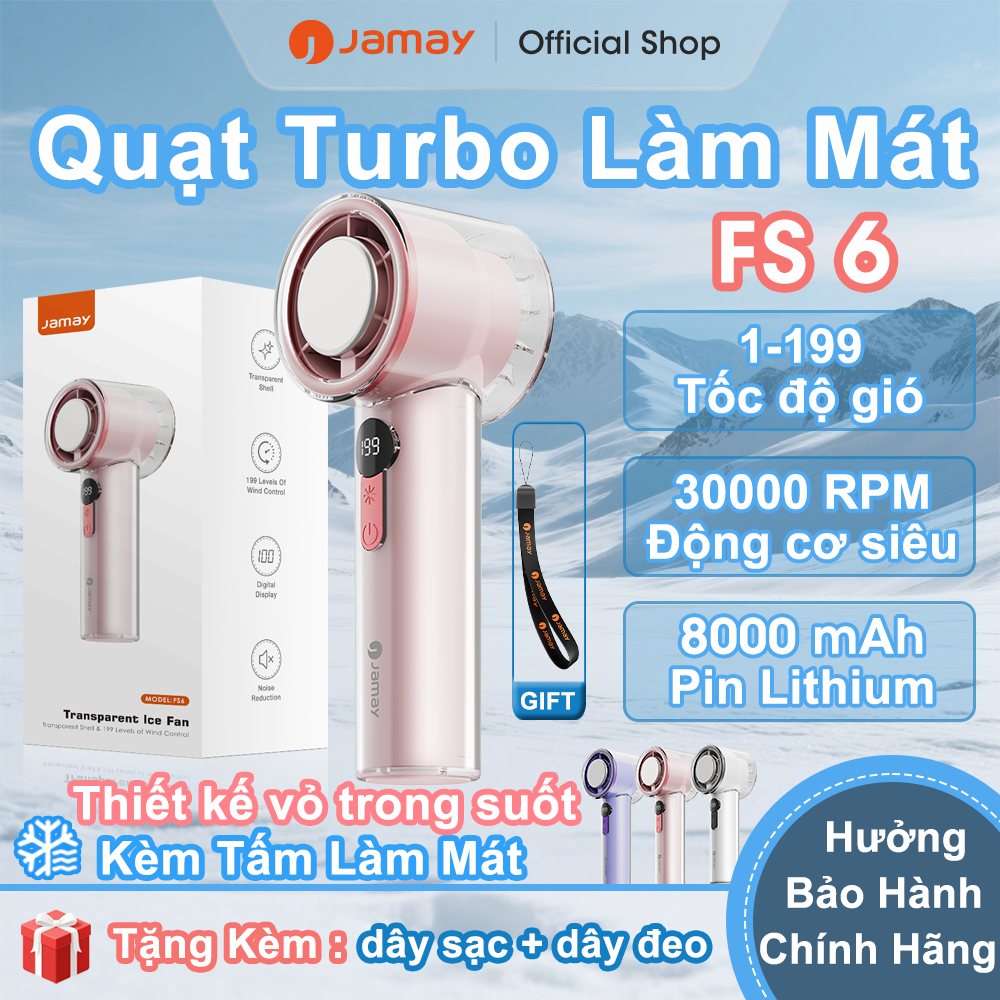 JAMAY Quạt cầm tay di động có chức năng làm mát Vỏ trong suốt FS6 A