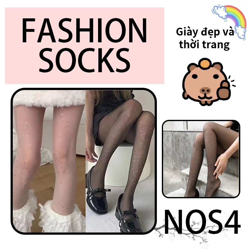 Những đôi tất lấp lánh đính sequin lấp lánh gợi cảm lấp lánh vớ tất mỏng kiểu dáng em gái hoàng gia