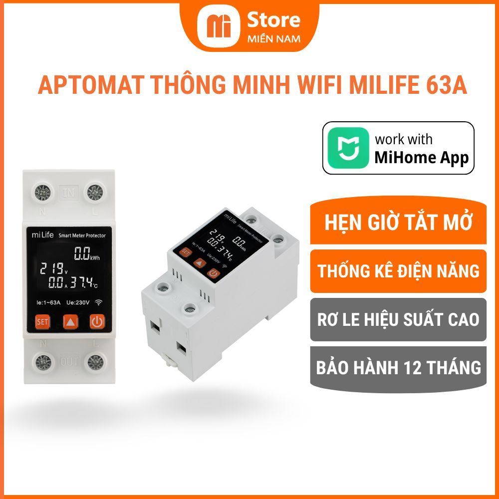 Thiết bị đo đếm điện công tơ thông minh miLife 63A app mihome