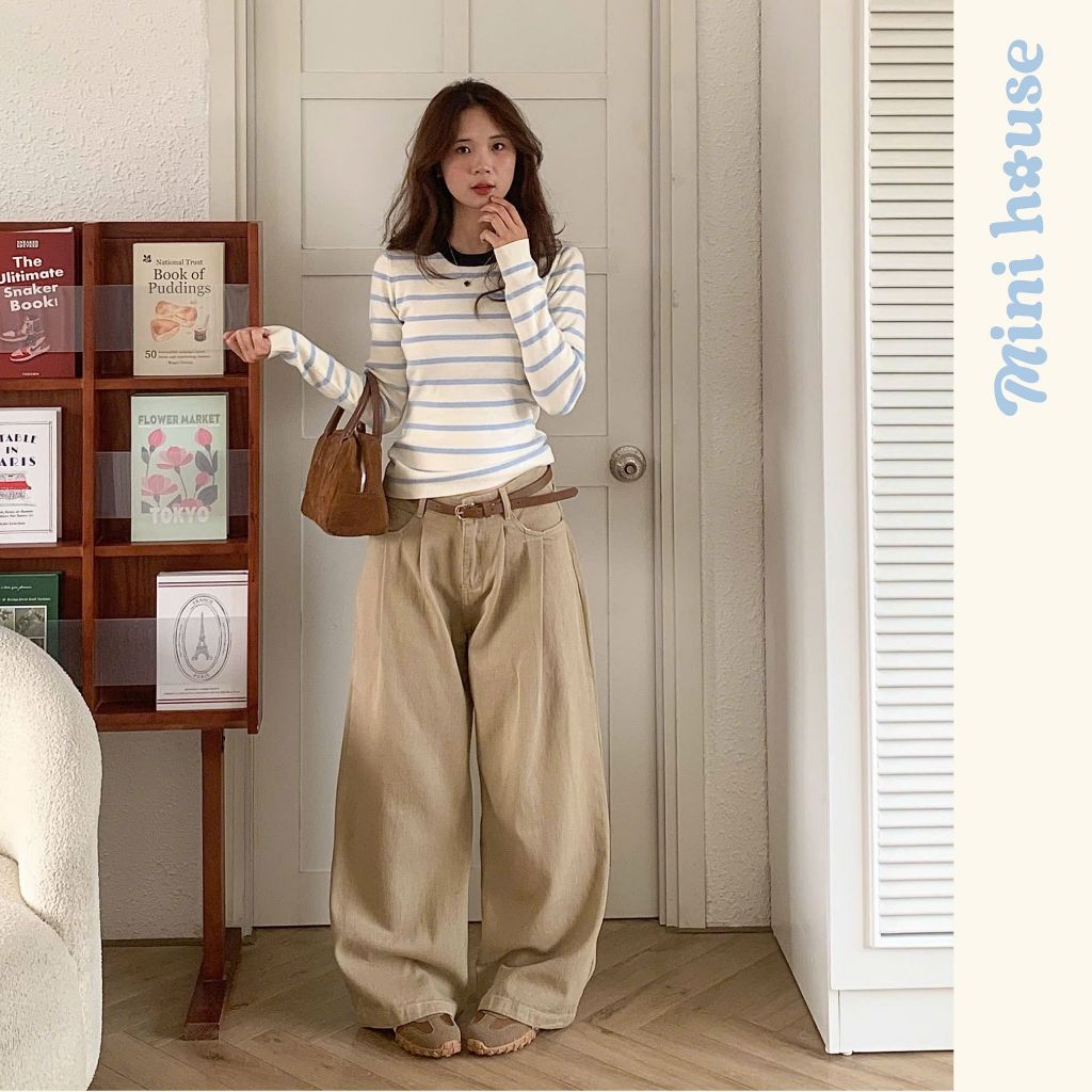 𝐌𝐢𝐧𝐢 𝐇𝐨𝐮𝐬𝐞 - Quần kaki nữ ống rộng xếp ly màu NÂU CÀ PHÊ vibe thu đông basic Woman Pants Ong Mini007k | BigBuy360 - bigbuy360.vn