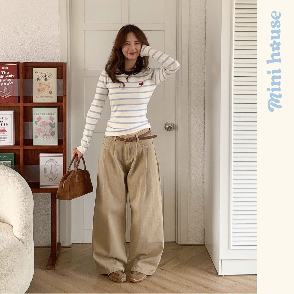 𝐌𝐢𝐧𝐢 𝐇𝐨𝐮𝐬𝐞 - Quần kaki nữ ống rộng xếp ly màu NÂU CÀ PHÊ vibe thu đông basic Woman Pants Ong Mini007k | BigBuy360 - bigbuy360.vn