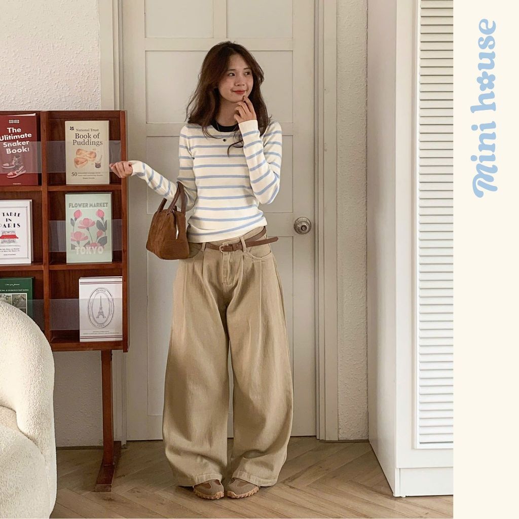 𝐌𝐢𝐧𝐢 𝐇𝐨𝐮𝐬𝐞 - Quần kaki nữ ống rộng xếp ly màu NÂU CÀ PHÊ vibe thu đông basic Woman Pants Ong Mini007k | BigBuy360 - bigbuy360.vn