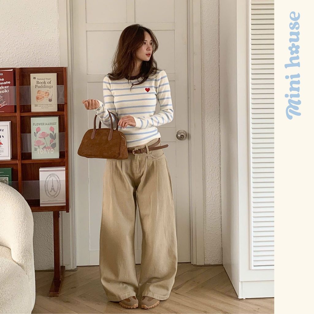 𝐌𝐢𝐧𝐢 𝐇𝐨𝐮𝐬𝐞 - Quần kaki nữ ống rộng xếp ly màu NÂU CÀ PHÊ vibe thu đông basic Woman Pants Ong Mini007k | BigBuy360 - bigbuy360.vn
