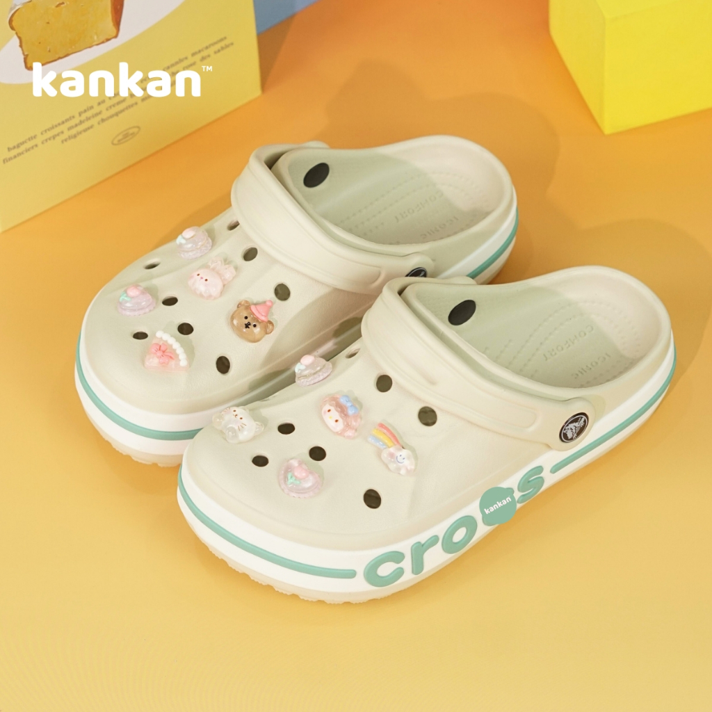 Dép Sục Nữ Cross KanKanStore Đế Thấp Bệt Đính Kèm Sticker Đáng Yêu KA48