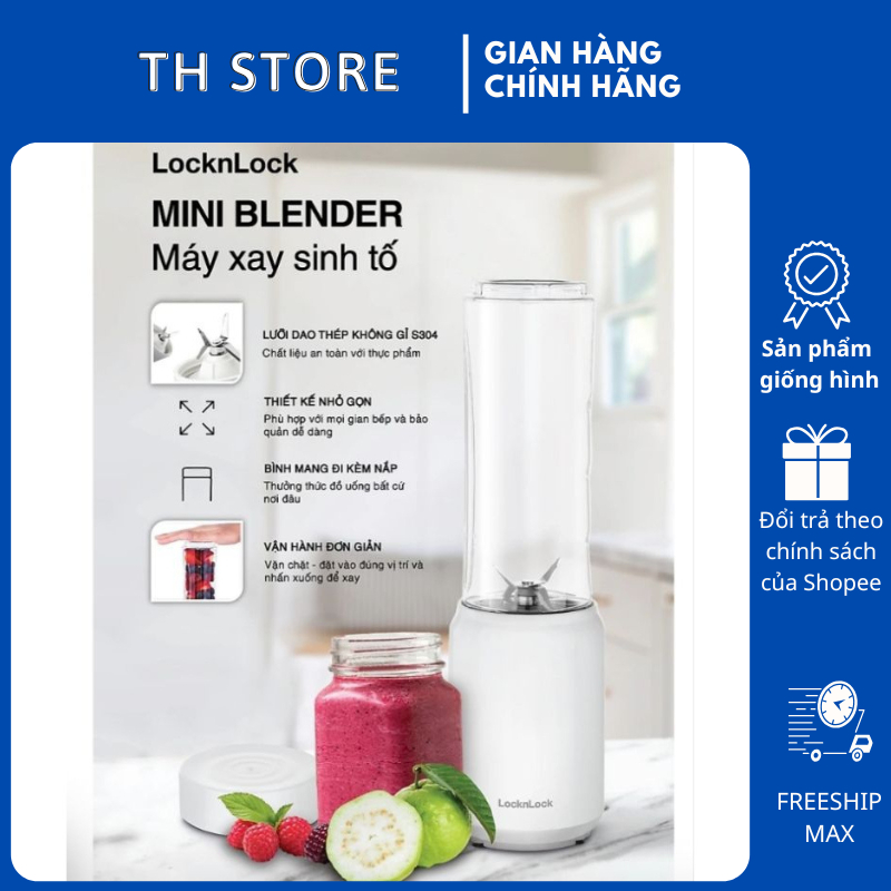 Máy Xay Sinh Tố Mini Lock&Lock EJM433WHT – 280ml, 150W, Chính Hãng, Nhỏ Gọn Tiện Lợi