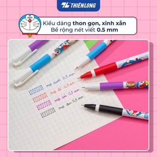 Combo Bút Gel Thiên Long Doraemon GEL-012/DO, 0.5mm, Mực màu đậm và tươi sáng, viết êm trơn, ra đều và liên tục