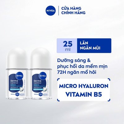 Bộ 2 Lăn Ngăn Mùi NIVEA Derma Control Defend Dưỡng Sáng & Phục Hồi (25 ml x2) - 91770x2