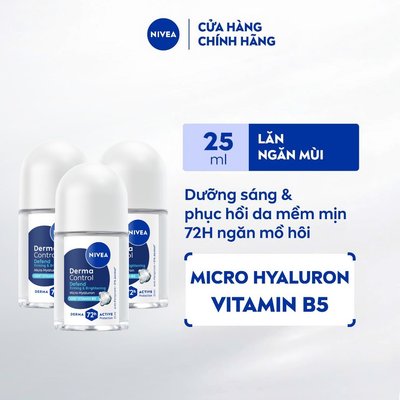 Bộ 3 Lăn Ngăn Mùi NIVEA Derma Control Defend Dưỡng Sáng & Phục Hồi (25 ml x3) - 91770x3
