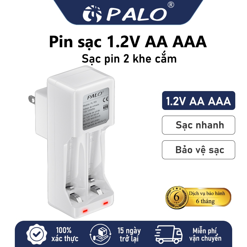 PALO Pin sạc 1.2V AA AAA bộ sạc pin 2 khay Sạc nhanh