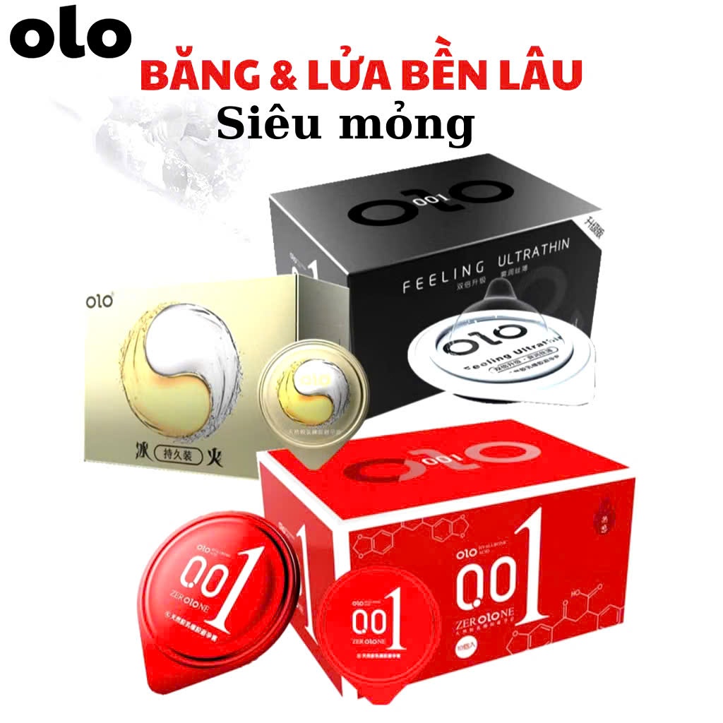   Chính Hãng  Bao Cao Su OLO 001 Siêu Mỏng 0.01mm – Hộp 10 Chiếc | Truyền Nhiệt | Cảm Giác Nóng Lạnh | Kéo Dài Thời Gian 
