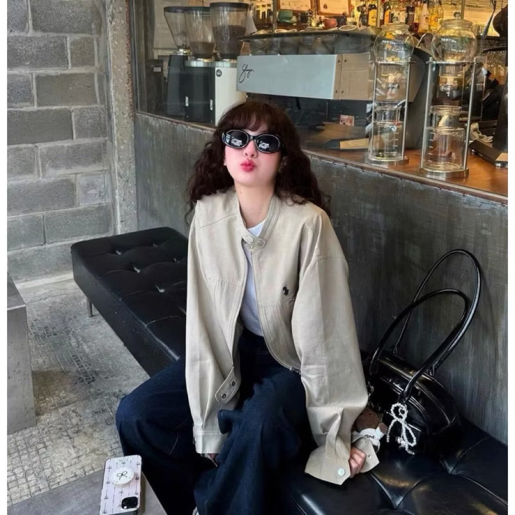 [HÀNG QC về sẵn] Áo khoác khaki 2 lớp thêu LOGO NGUA cổ trụ sang chảnh #622 | BigBuy360 - bigbuy360.vn