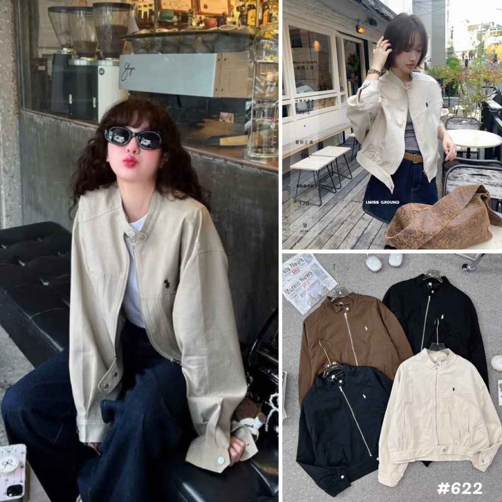 [HÀNG QC về sẵn] Áo khoác khaki 2 lớp thêu LOGO NGUA cổ trụ sang chảnh #622 | BigBuy360 - bigbuy360.vn