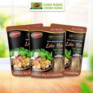  Bộ 3 Gói nấu Nước dùng Lẩu Bò Barona 164g gói chuẩn vị 