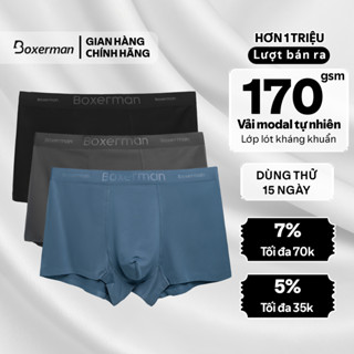 Combo 3 Quần boxer nam thun lạnh NATURAL, Quần lót nam cao cấp thoáng khí gỗ sồi mềm mại kháng khuẩn BOXERMAN