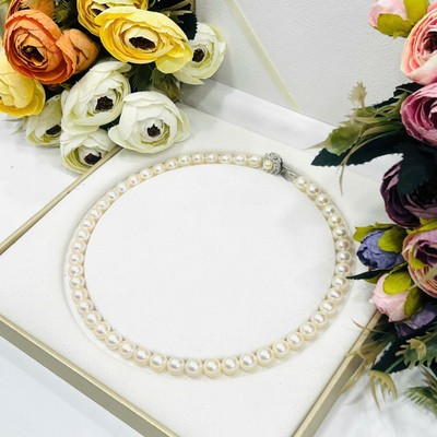 Chuỗi Ngọc Trai Biển Trắng Ngà Hồng 8.3ly Dài 43cm Mã 06 Tinh Tế, Sang Trọng - Ngọc Trai Trường Thịnh
