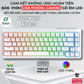  Bàn Phím Văn Phòng Gaming FreeWolf M68SE Led 7 Màu Layout 68 Phím Keycap ABS Gõ Êm Giảm Ồn Cho PC 