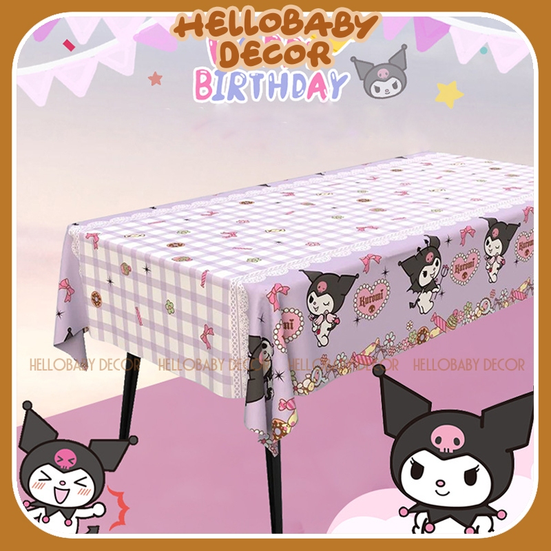 Khăn trải bàn Kuromi - Cinnamoroll - Melody trang trí sinh nhật - tiệc party (137x183cm)