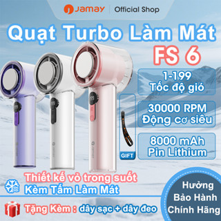 JAMAY Quạt cầm tay di động, Chức Năng Lạnh, Vỏ trong suốt,quạt Turbo sạc điện 8000mAh,type-C,màn hình LED siêu gió FS6 C