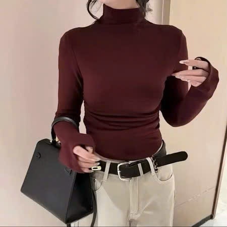 𝑷𝒊𝒏𝒌_𝑺𝒕𝒖𝒅𝒊𝒐//  Áo thun cổ lọ dài tay bằng cotton giữ ấm hoàn hảo cho mùa đông LM 205, thoải mái và t