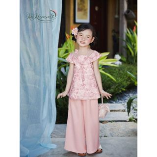 Set áo gấm cổ yếm Tết Trung Thu cho bé, Set quần áo gấm cho bé gái Nguyệt Vy Kakummi (KM25-ST525)