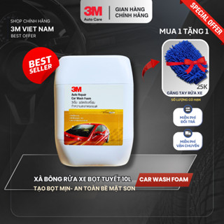 [ Tặng Găng Tay Rửa Xe]  Xà bông rửa xe bọt tuyết  3M -  Can 10L Nhập khẩu Thái Lan, Tỷ lệ pha 1:100