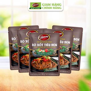  Bộ 5 Gói Xốt Gia Vị hoàn chỉnh Barona - Bò Xốt Tiêu Đen 80g gói 