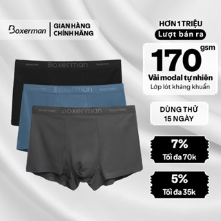 Quần boxer nam sịp đùi thông hơi thoáng mát combo 3 quần NATURAL BREATH trunk modal gỗ sồi BOXERMAN