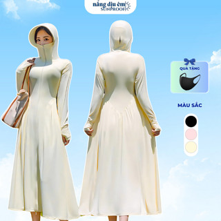 Áo chống nắng toàn thân UPF50+ thun mát lạnh có vành mũ rộng dáng dài SixMoon