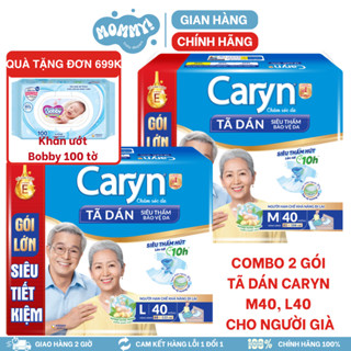 (Tặng khăn ướt) [COMBO 2 GÓI] Tã Dán Caryn siêu thấm Size M40, L40, XL20 miếng......