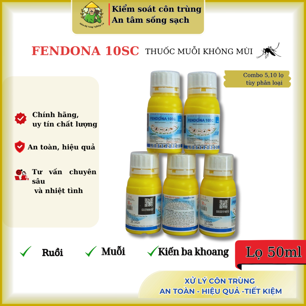 [Combo tiết kiệm] Fendona 10Ssc 50ml, xử lý gián, ruồi, muỗi, bọ nhẩy, kiến ba khoang,. Fendona 10sc