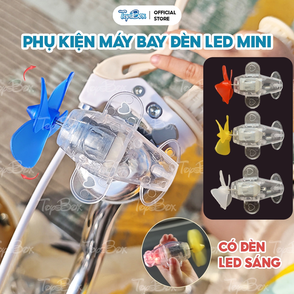 Máy bay nhỏ phát sáng đèn LED, Phụ kiện trang trí xe máy, oto , mũ bảo hiểm