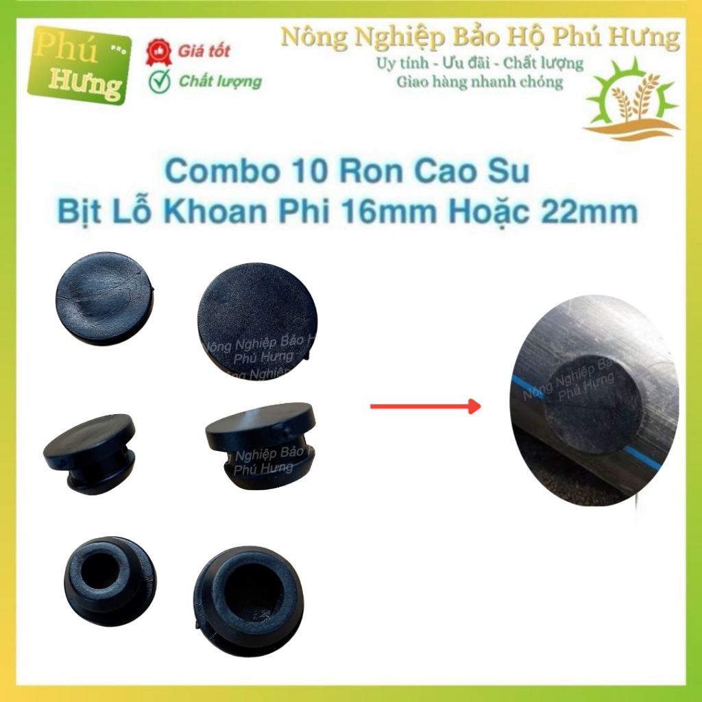 10 Cái Nút Bít Lỗ Khoan 16 Hoặc 22, Ron Cao Su Bịt Lỗ, Bít Lỗ Khoan - Nông Nghiệp Bảo Hộ Phú Hưng