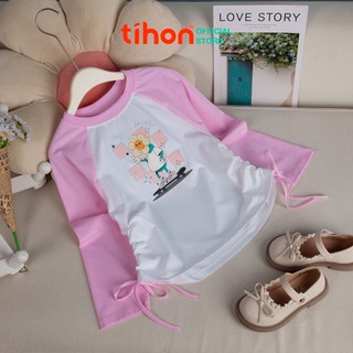 Áo thun cotton dài tay bé gái TIHON chính hãng, mềm mại thoáng mát, in hình dễ thương ACT0786020
