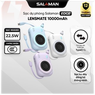  Sạc dự phòng Salaman Lensmate 10000mAh PD 22.5W Sạc ko dây Tích hợp 2 dây TypeC + IP BH12 tháng 