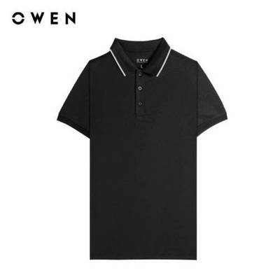 OWEN - Áo Polo ngắn tay Body fit APV258037 màu đen chất liệu Poly Spandex