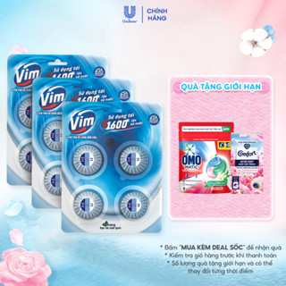 [Live] Combo 3 VỈ Viên Thả Vệ Sinh Bồn Cầu Vim | Sạch Khuẩn, Sáng Bóng đến 1600 Lần Xả (3x180g/vỉ)