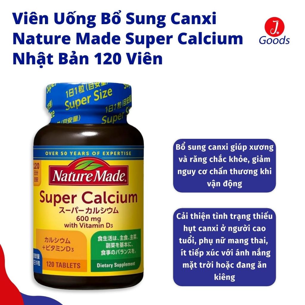 Viên Uống Nature Made Super Calcium Bổ Sung Canxi Vitamin D Nhật Bản 120 Viên