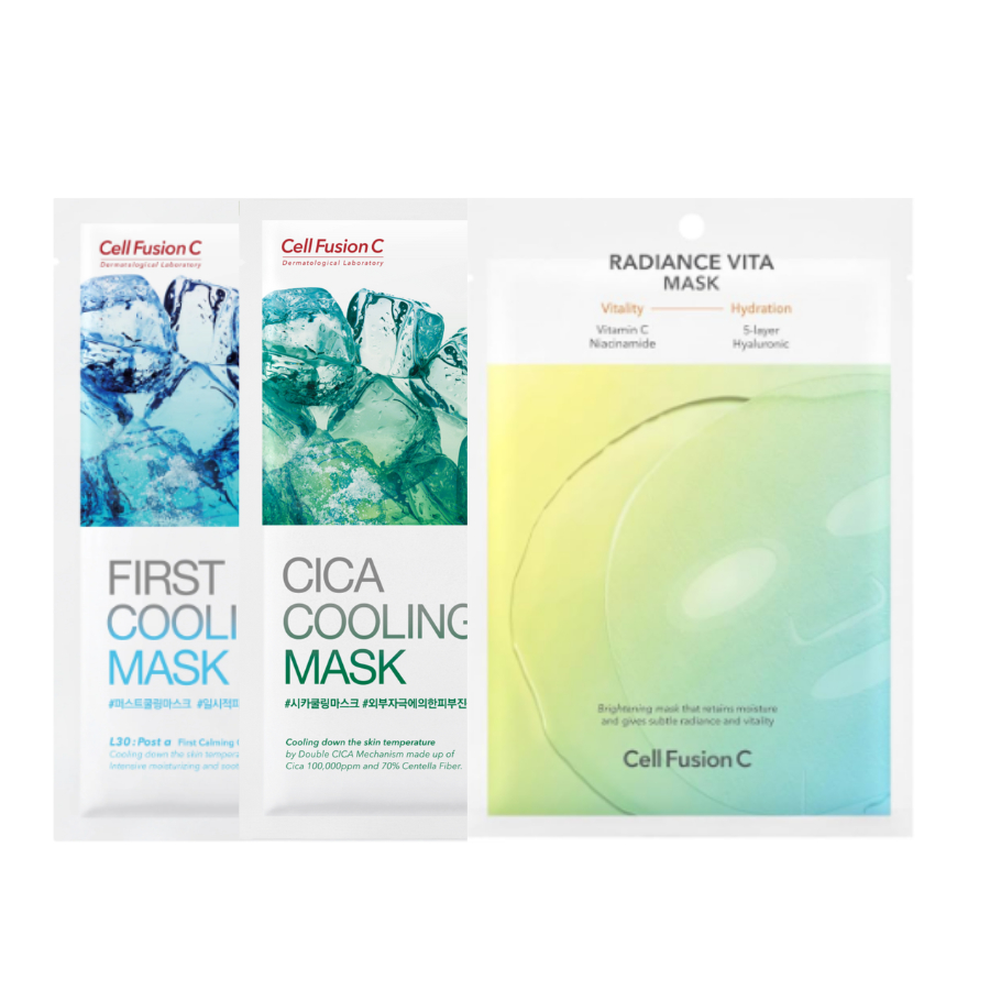 (HỘP 5 MIẾNG) Mặt nạ giấy Cell Fusion C First Cooling Mask/ Cica Cooling Mask/ Radiance Vita Mask