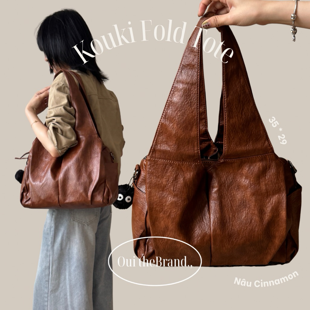 [ Tặng Charm ] 𝗞𝗼𝘂𝗸𝗶 𝗙𝗼𝗹𝗱 𝗧𝗼𝘁𝗲 - Túi Tote Đeo Chéo Chất Da KOUKI ( Ouithebrand )