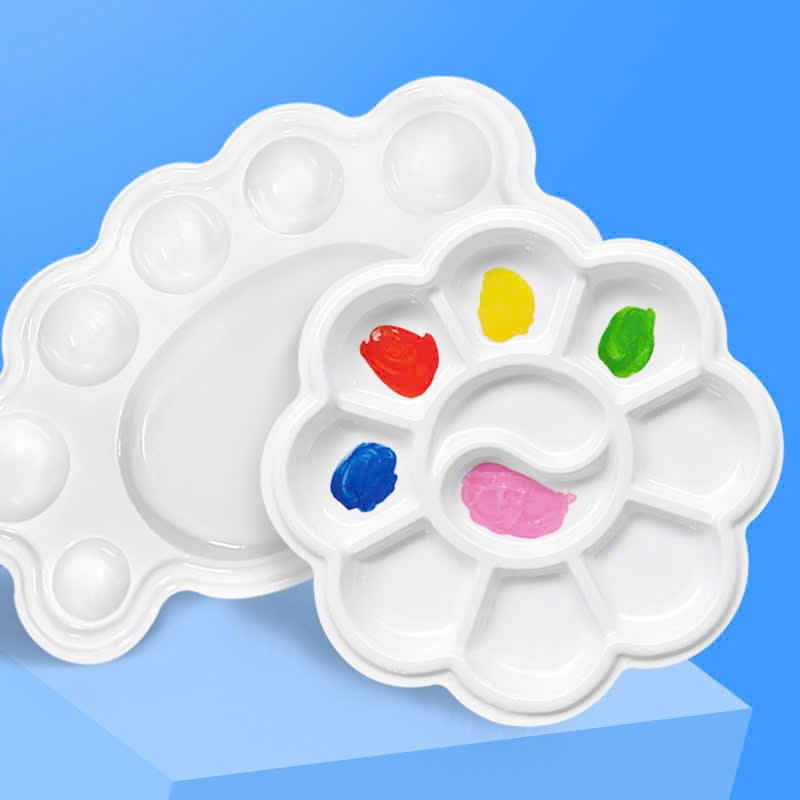 Khay Pha Màu Vẽ Bằng Nhựa Cứng/Dùng 1 Lần Màu Trắng HUNGACOLOR