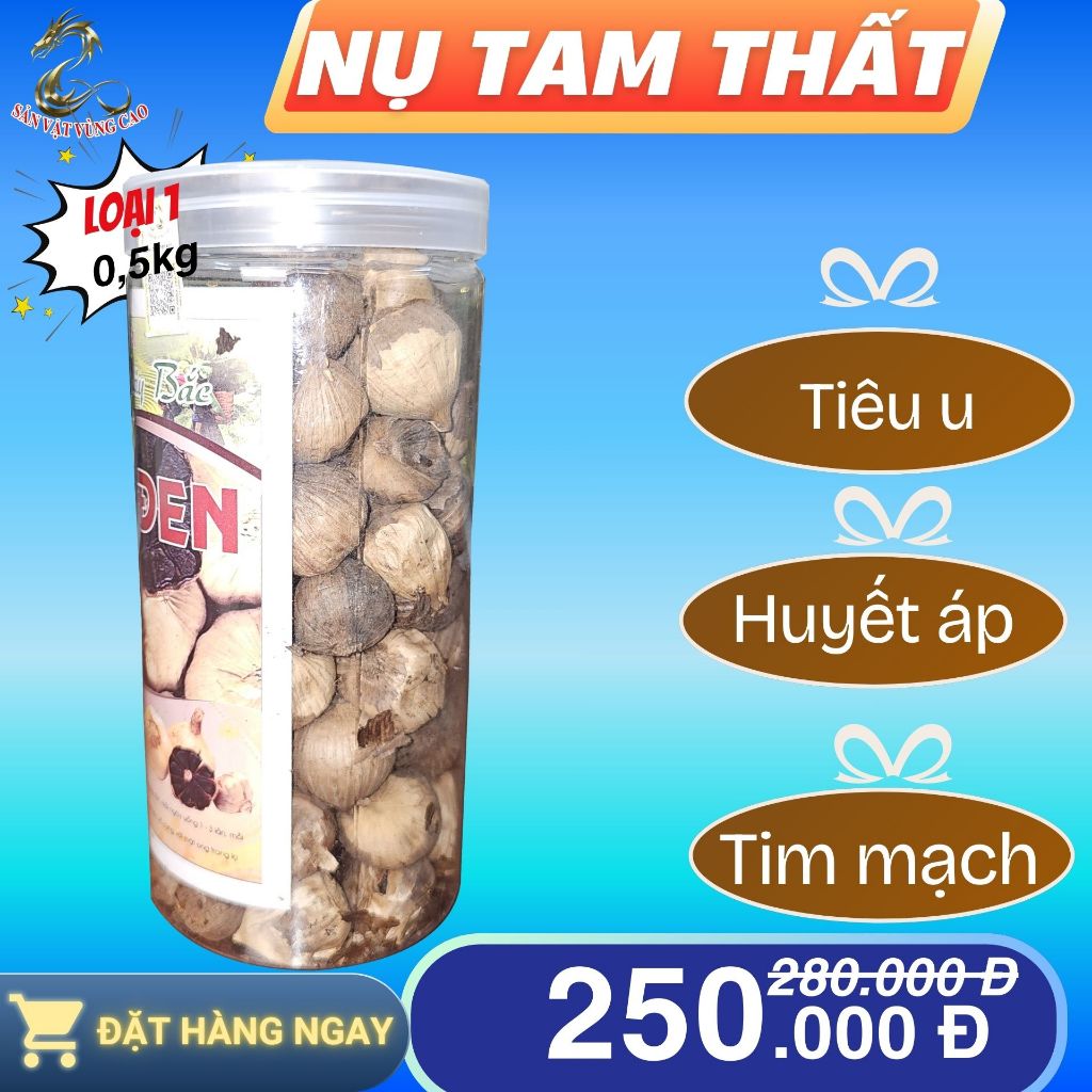 Tỏi đen (tỏi đen đã hấp bia - khô) - 500gr