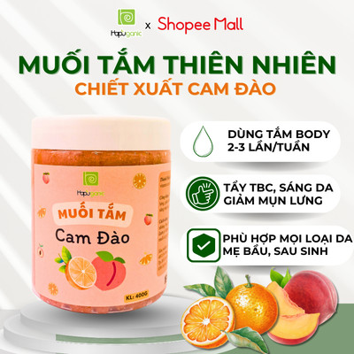 Muối Tắm Cam Đào Có Hạt Sáng Mịn Da Tẩy Da Chết An Toàn Lành Tính Bath Salt Scrub Hapuganic 400g