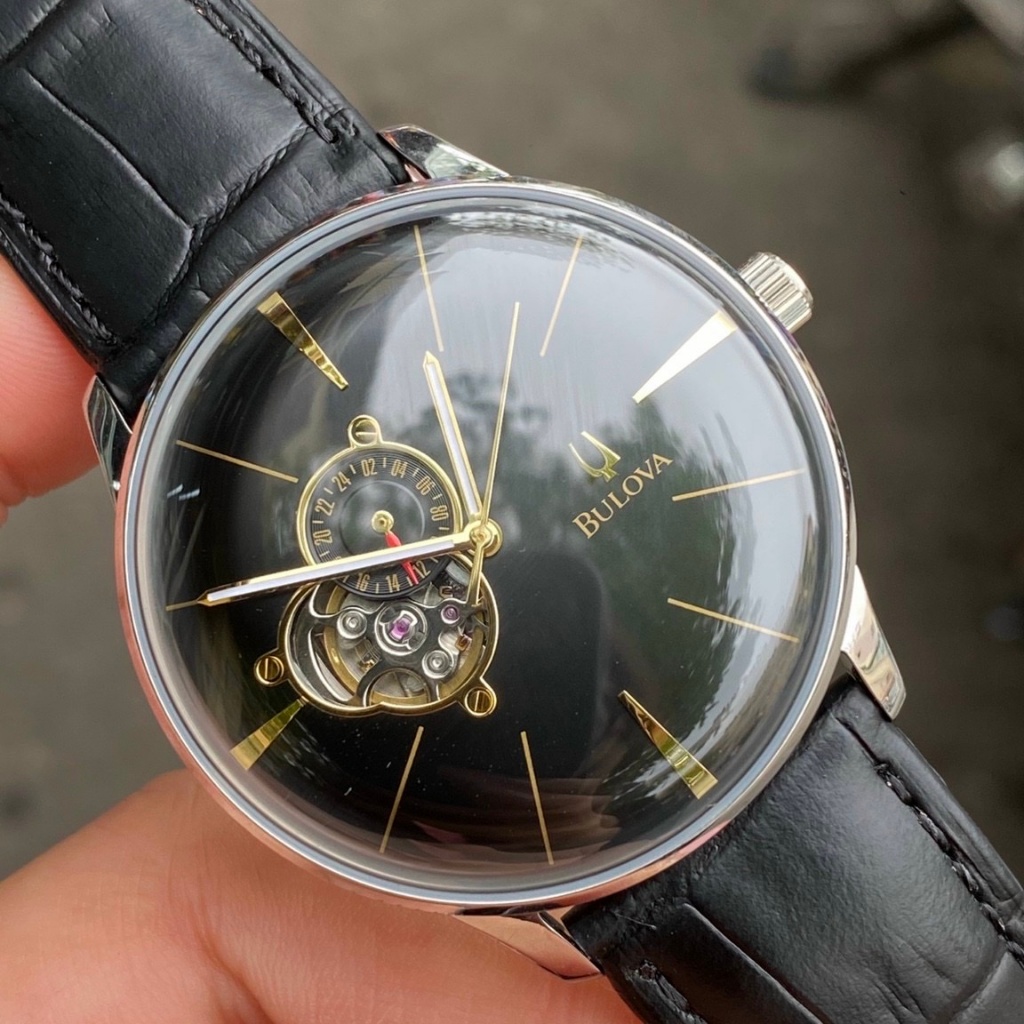 ĐỒNG HỒ NAM CƠ TỰ ĐỘNG NHẬT BULOVA 96A118 DÂY DA , SIZE 40MM KÍNH CONG